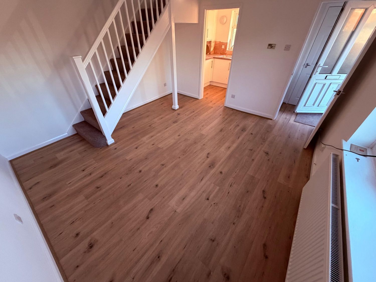 Laminate flooring in a hallway